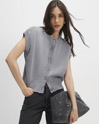 River Island - Top Knitted Sleeveless Ribbed Hem Tank - Lyst