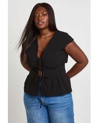 Boohoo - Plus Super Stretch Tie Detail Top - Lyst