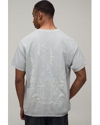 BoohooMAN - Oversized Gothic Tonal Print Washed T-Shirt - Lyst