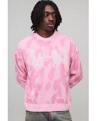 BoohooMAN - Oversized Boxy Ribbed Camo Graphic Knitted Jumper - Lyst