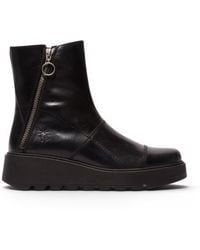 Fly London - Leather Zip-Up Platform Ankle Boots - Lyst
