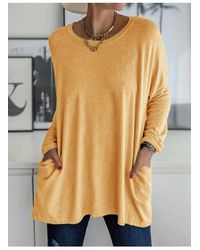 Everyday the Label - Full Size T-shirt Met Ronde Hals En Lange Mouwen En Zak - Lyst