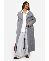 Boohoo - Brushed Shawl Collar Belted Coat - Lyst