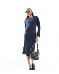 Mama.licious - Maternity Long Sleeved Plisse Midi Dress - Lyst