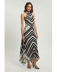 Karen Millen - Petite Contrast Stripe Viscose Maxi Halter Dress - Lyst