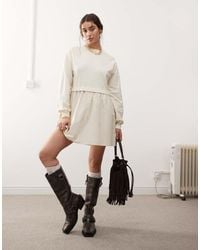 Miss Selfridge - Poplin And Jersey Mix Smock Dress - Lyst