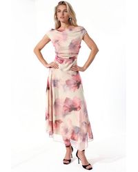 Hiccup - Floral A-Line Midi Dress With Asymmetrical Collar - Lyst