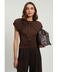 Karen Millen - Premium Ruched Jersey Cut Out Back Top - Lyst