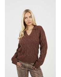 Brave Soul - Collared Cable Knit Jumper - Lyst