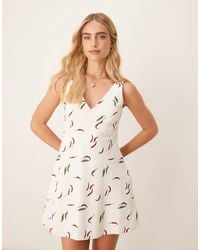 Abercrombie & Fitch - High Square Neck Linen Mini Dress - Lyst