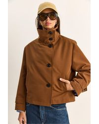 Bianco Lucci - Short Mandarin Collar Trench Coat - Lyst
