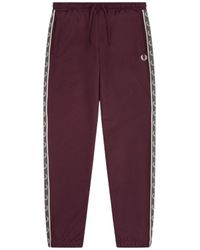 Fred Perry - Seasonal Taped Hem Oxblood Sweatpants Cotton - Lyst