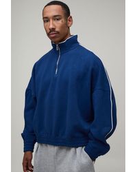 BoohooMAN - Extreme Oversized Quarter Zip Funnel Neck Sweatshirt - Lyst