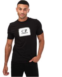 C.P. Company - 30/1 Jersey T-shirt Met Labellogo Voor , Zwart - Lyst