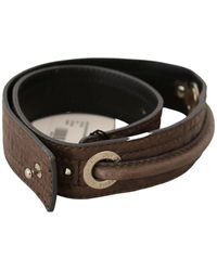 CoSTUME NATIONAL - Brown Leather Silver Fastening Belt - Lyst