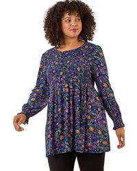 Roman - Curve Floral Print Stretch Top - Lyst