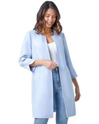 Roman - 3/4 Sleeve Textured Longline Smart Jacket - Lyst