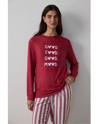 Penti - Good Mood Slogan Printed Thermal Effect Sweatshirt Pajama Top - Lyst