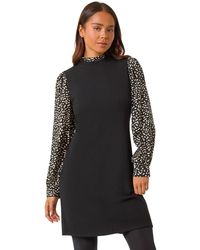 Roman - Petite Contrast Frill Neck Stretch Dress - Lyst