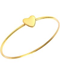 The Jewellery Stockroom - 18Ct Plated Sterling Heart Slim Bangle - Lyst