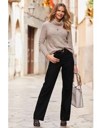 Sosandar - Wide Leg Jeans With Rose Button Detail Denim - Lyst