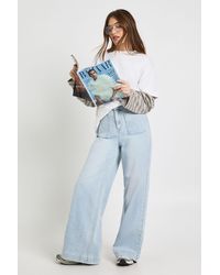 Boohoo - High Waist Front Pocket Wide Leg Jean - Lyst