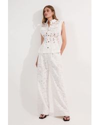 Karen Millen - Tall Cutwork Woven Straight Leg Trouser - Lyst