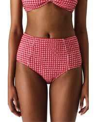 Penti - Paulina Checked Textured High Waist Bikini Bottom - Lyst