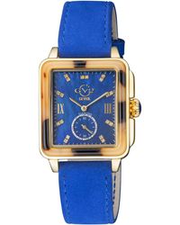 Gv2 - Bari Tortoise 9248.3 Swiss Quartz Mother Of Pearl Dial Suede Diamond Watch Leather - Lyst