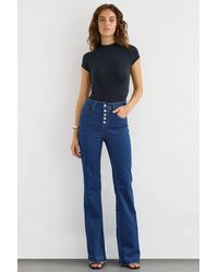 Hiccup - High-Waist Flare Jeans With Button Detail - Lyst