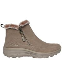Skechers - Easy Going Cool Zip! Faux Fur Zip Up Boot With Air-Cooled Mf Suede Leather - Lyst