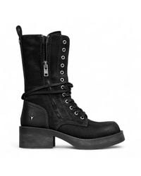 Windsor Smith - Windsorsmith Suede Combat Boots Mid-Calf Lace-Up Biker Shoes - Lyst