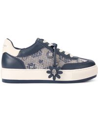 Kurt Geiger - Suede Fabric Monogram Flatform Sneakers - Lyst