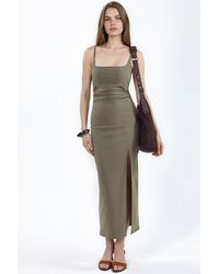 Hiccup - Square Neck Bengalin Midi Dress - Lyst