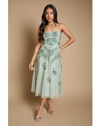 Oasis - Petite Premium Trailing Floral Embellished Bandeau Midi Dress - Lyst