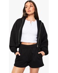 Boohoo - Boxy Balloon Sleeve Oversized Zip Through Hoodie - Lyst