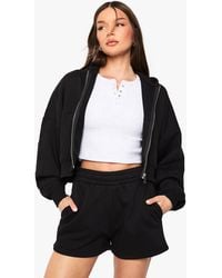 Boohoo - Boxy Balloon Sleeve Oversized Zip Through Hoodie - Lyst
