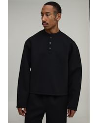 BoohooMAN - Oversized Boxy Scuba Henley Sweatshirt - Lyst