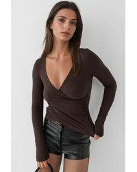 Hiccup - Slim Fit Soft Touch V-Neck Long Sleeve Top - Lyst