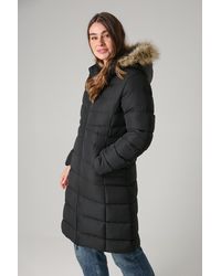 French Connection - Midi Padded Parka Jacket With Faux Fur Hood - Lyst