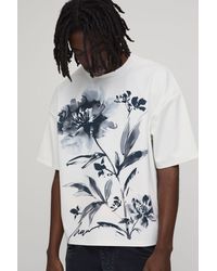 BoohooMAN - Oversized Boxy Floral Printed Scuba T-Shirt - Lyst
