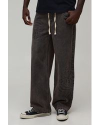 BoohooMAN - Mixed Animal Print Relaxed Fit Jeans - Lyst