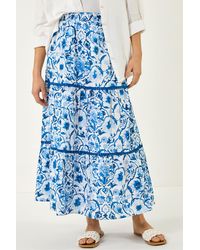 Roman - Floral Print Tiered Skirt - Lyst