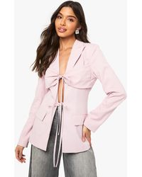 Boohoo - Tie Front Detail Fitted Blazer - Lyst