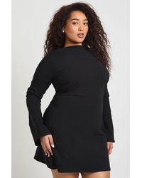 Boohoo - Plus Ruched Waist Flared Sleeve Mini Dress - Lyst