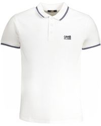 Roberto Cavalli - Tipped Col Blauwe Logo Witte Polo Shirt - Lyst