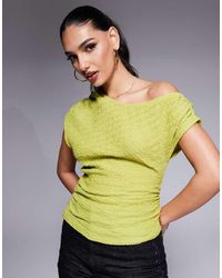 ASOS - Asymmetric Off Shoulder Textured Top - Lyst