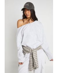 Boohoo - Tall Interlock Off Shoulder Sweatshirt - Lyst
