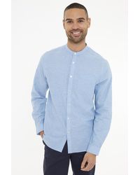 Threadbare - Linen Blend Long Sleeve Grandad Collar Shirt - Lyst