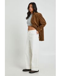Boohoo - Petite Turn Up High Waist Wide Leg Jean - Lyst